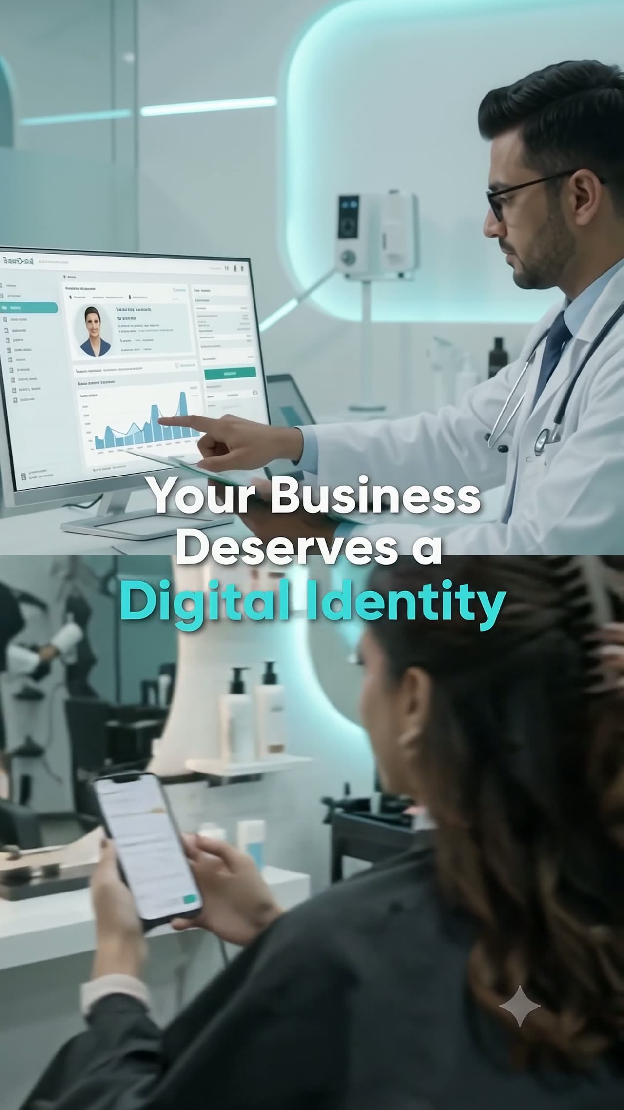 SevaDesk vertical advertisement — a business owner represented through the platform
