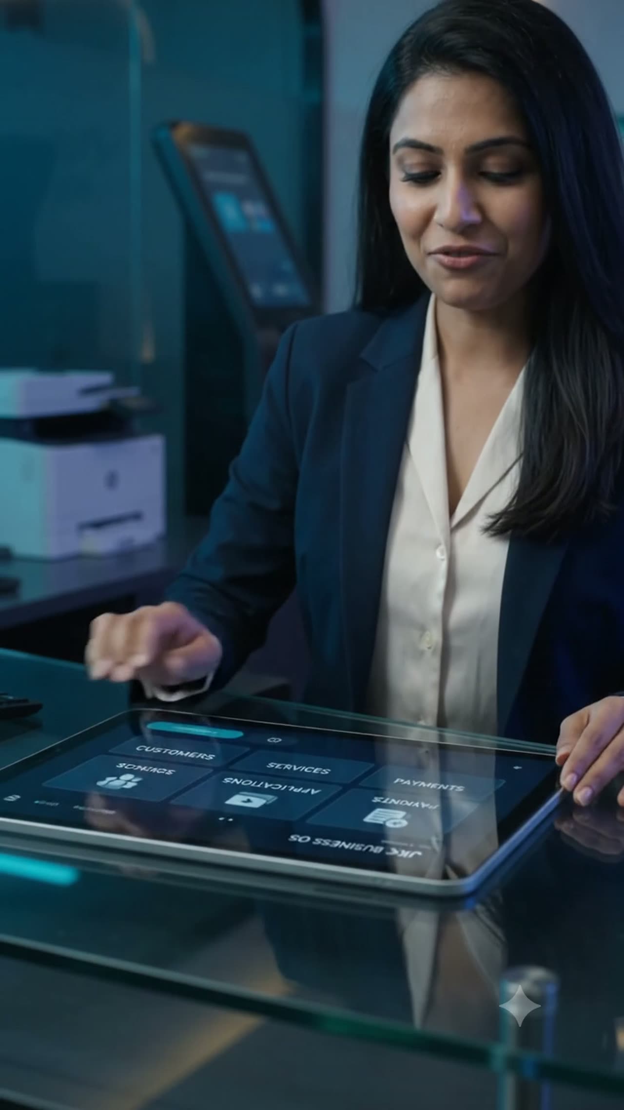 SevaDesk advertisement — a person operating a digital business